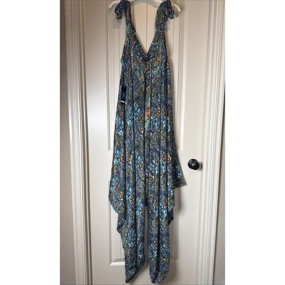 Corte Hindu 100% Silk Harem Jumpsuit Free Size NWT Festival Resort Summer (read) - Picture 1 of 12
